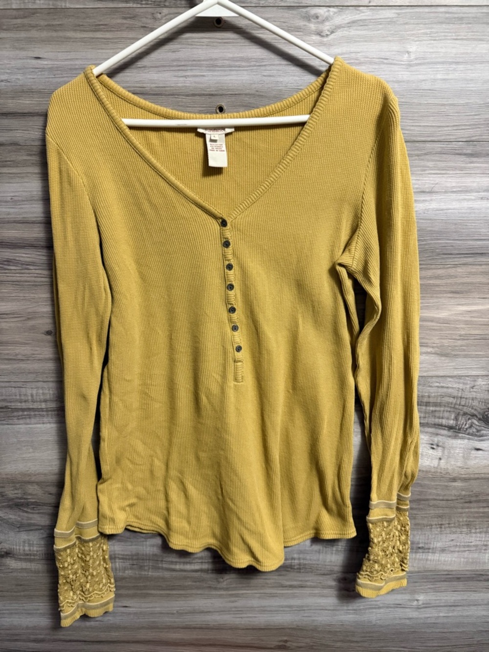 Sundance Mustard Yellow Thermal Top Wide Cuffs